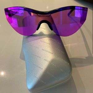 Auth Balenciaga Cat Eye Purple Mirror Sunglasses